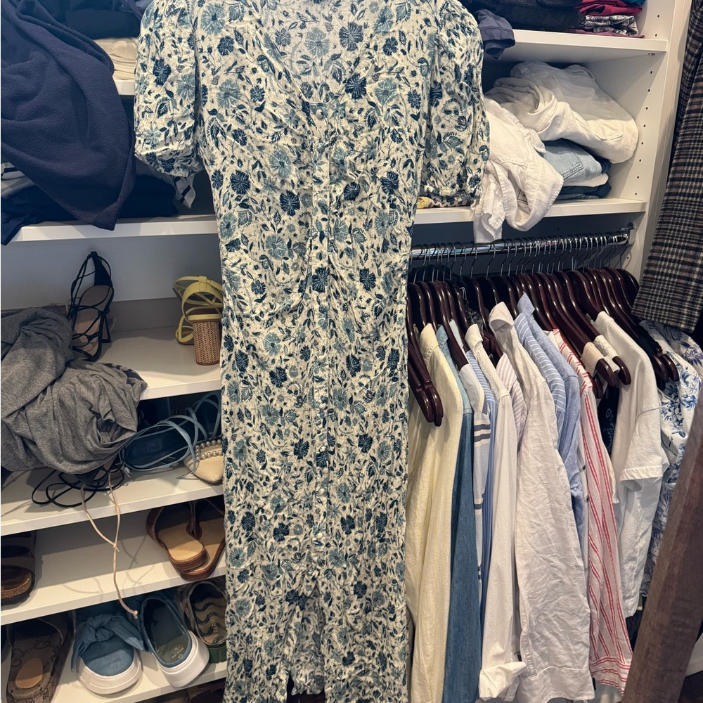 Faherty Blue Floral Midi Dress